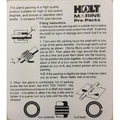 PRE-PACK STERN GLAND PACKING PRE CUT LENGTHS 6 SIZES AVAILABLE